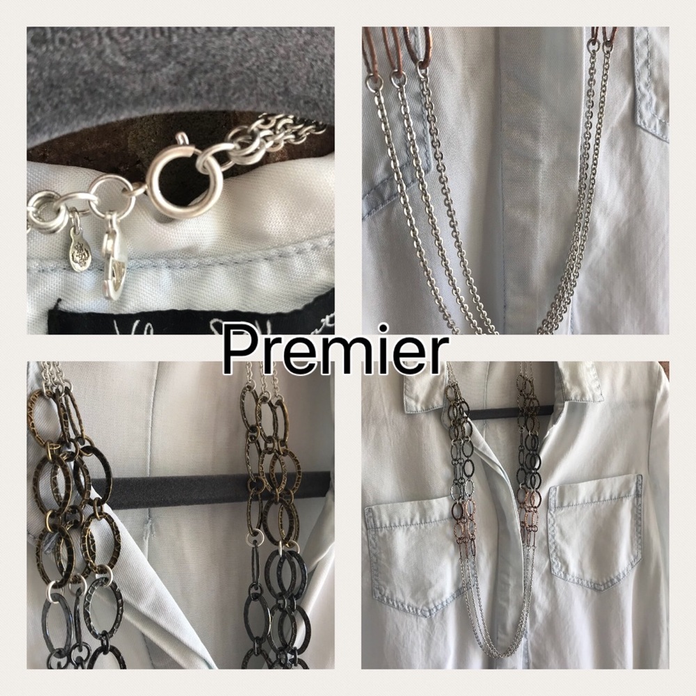 Premier Long Necklace Rose Gold Silver Link